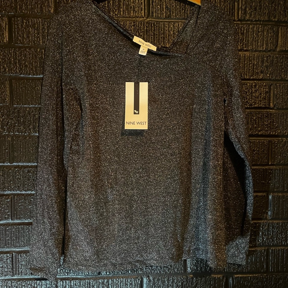 Nine West Glittery Silver Top